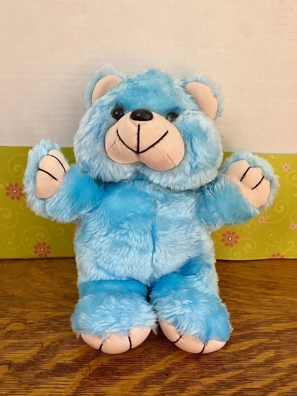 Vtg A&B Novelty Blue Pastel Teddy Bear Plush Stuffed Animal 12” Brooklyn Doll Co